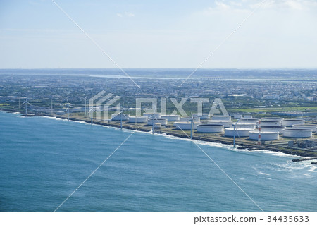 Aerial view Kashima industrial area wind power Aerial view Kashima industrial area wind power 34435633