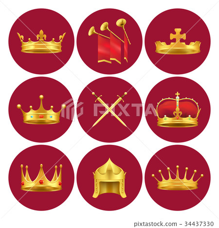 Medieval Kings Attributes in Scarlet Circles Set Medieval Kings Attributes in Scarlet Circles Set 34437330