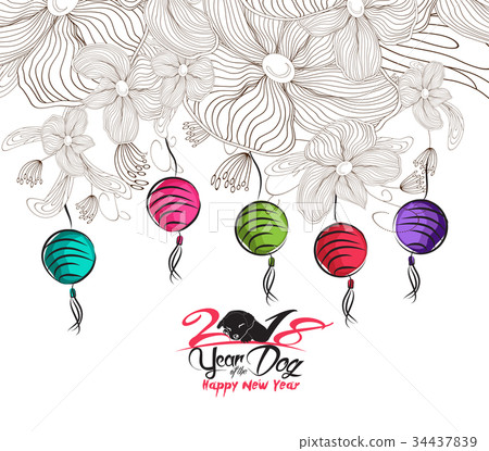 Chinese New Year 2018 - plum blossom Background Chinese New Year 2018 - plum blossom Background 34437839