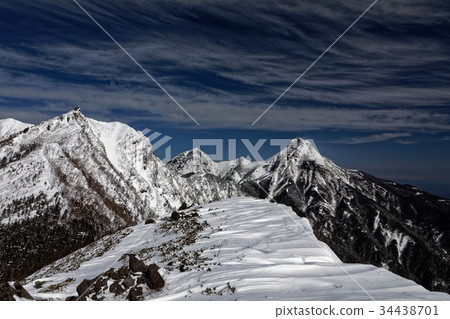 Gongondake and Akadake as seen from the Yatsugatake Mountain Peaks and Mts. 34438701
