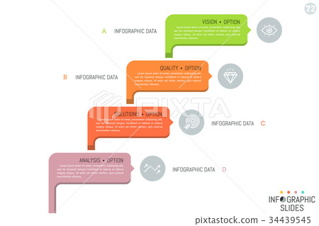 Four colorful rounded rectangles with pictograms Four colorful rounded rectangles with pictograms 34439545