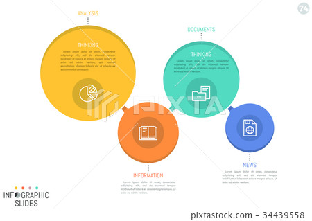 Four connected circular elements of different size Four connected circular elements of different size 34439558