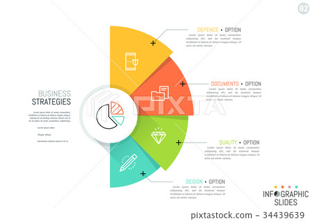 Semicircle with 4 overlapping colorful sectors Semicircle with 4 overlapping colorful sectors 34439639