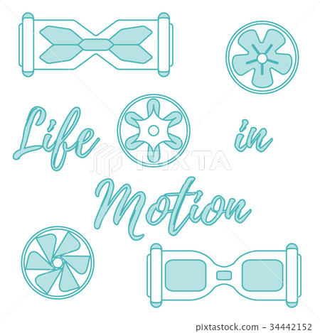 icon of modern gyroscooters and its wheels. icon of modern gyroscooters and its wheels. 34442152