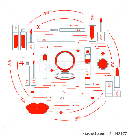different lip make-up tools  34442177