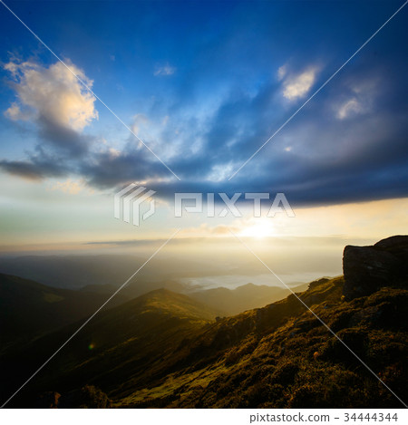 Beautiful sunny mountain landscape 34444344