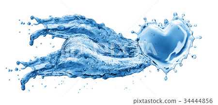 Water splash in the form of a heart. 34444856