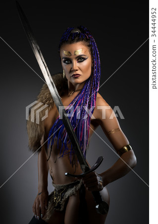 Horsewoman with African braids in nice underwear Horsewoman with African braids in nice underwear 34444952