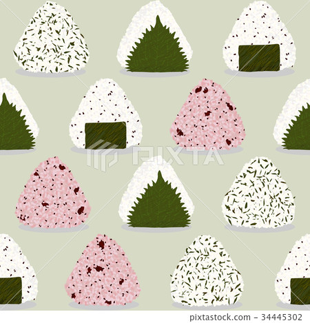 Onigiri pattern. Japanese rice balls. Seamless. Onigiri pattern. Japanese rice balls. Seamless. 34445302
