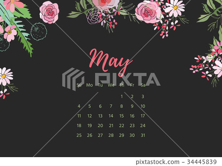 Vintage floral calendar 2018 Vintage floral calendar 2018 34445839