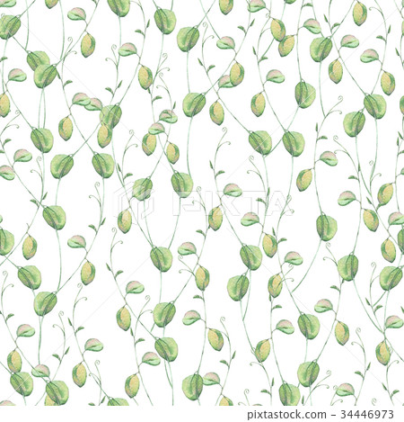 Watercolor seamless natural pattern with green - Stock Illustration ...