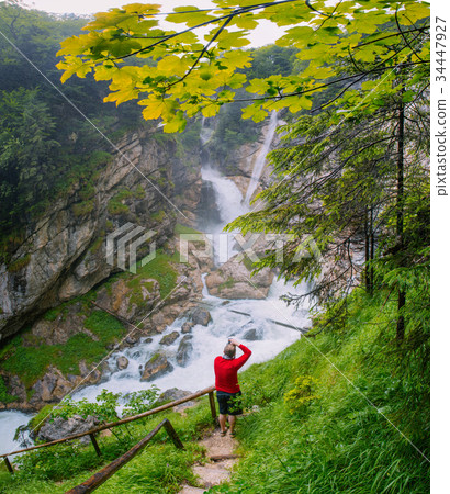 huge mountain waterfall 34447927
