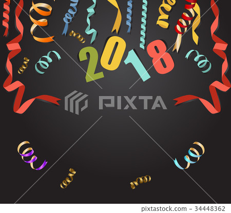 New year 2018 christmas confetti gold, black color 34448362