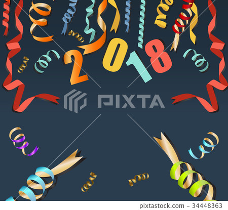 New year 2018 christmas confetti gold, black color 34448363