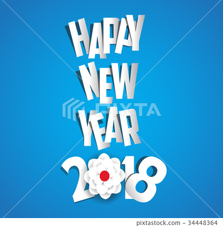 Happy new year 2018 blossom background 34448364