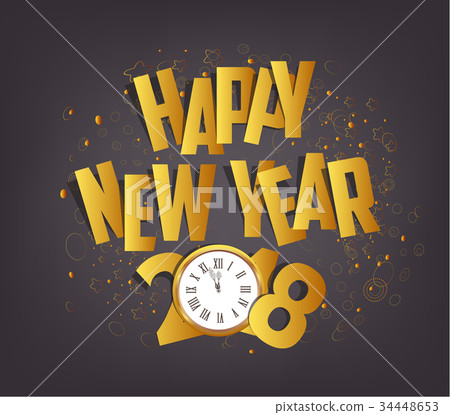 Letter Folding clock, Happy New Year 2018 Letter Folding clock, Happy New Year 2018 34448653
