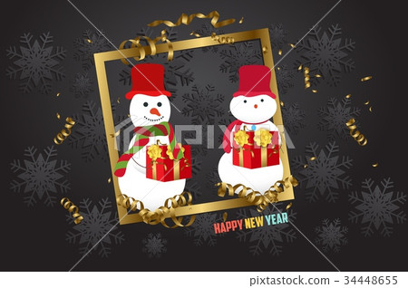Luxury elegant Merry Christmas - with snowman Luxury elegant Merry Christmas - with snowman 34448655