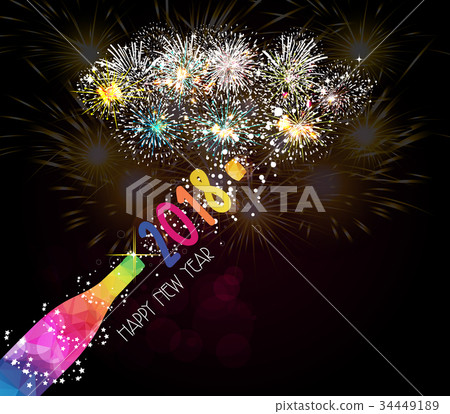 New year champagne toast 2018 background 34449189