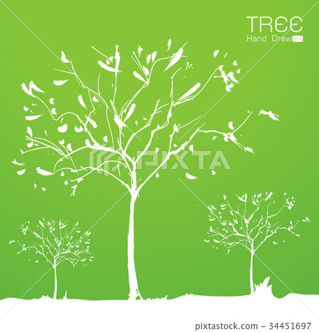 Landscape with tree at sun set hand draw Landscape with tree at sun set hand draw 34451697