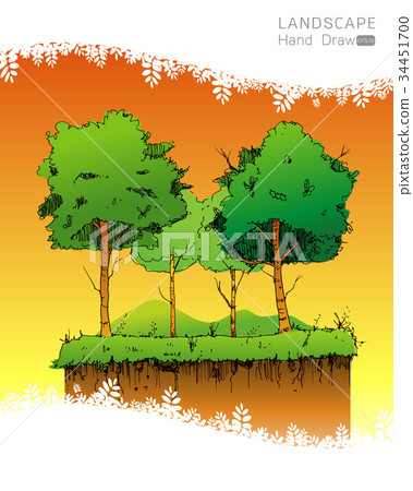 Natural landscape in Hand drawn style Natural landscape in Hand drawn style 34451700