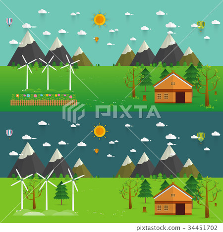 Natural landscape in the flat style.  34451702