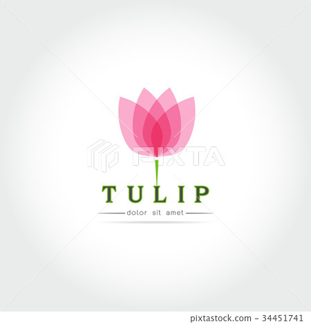Simple Tulip bud with leaves design 34451741