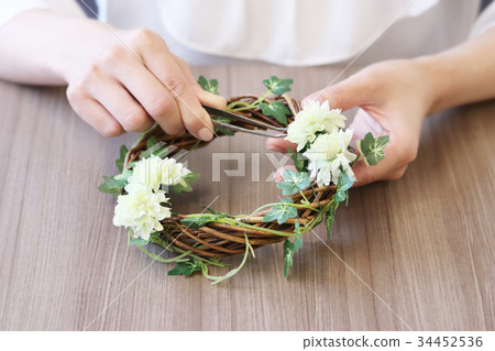Image stocking during the creation of a handmade net shop artist's creation of a handmade botanical lease 34452536