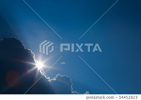 sun on clear blue sky with cloud 34452823