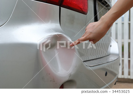 vehicle car bumper dented broken from collision 34453025