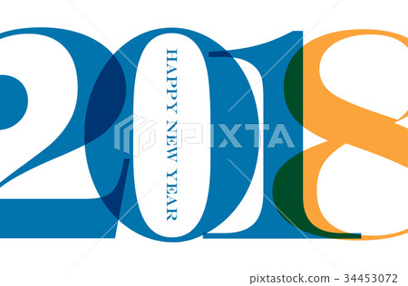 Happy new 2018 year. Greetings card design Happy new 2018 year. Greetings card design 34453072