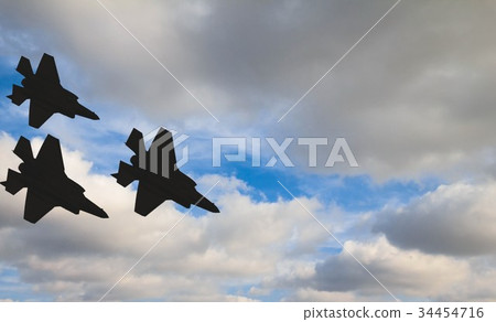 Silhouettes of three F-35 aircraft 34454716
