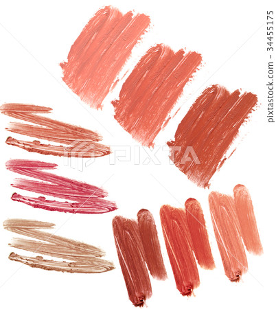 Cosmetic lipstick smear collection isolate Cosmetic lipstick smear collection isolate 34455175