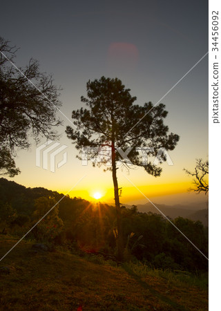 Beautiful Sun rise in Thailand, Chiangmai Beautiful Sun rise in Thailand, Chiangmai 34456092