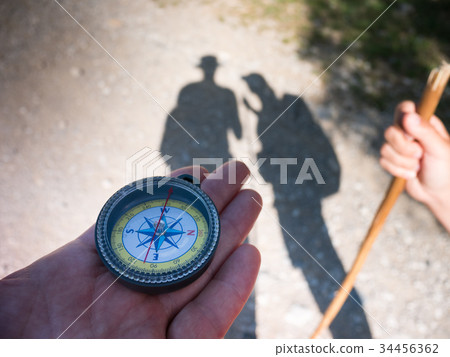 hiking with compass 34456362