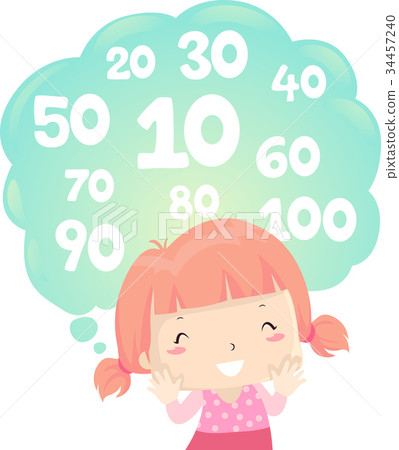 Kid Girl Math Counting By Ten - Stock Illustration [34457240] - PIXTA