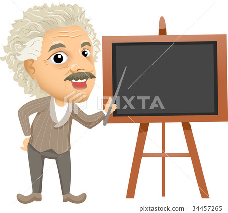 Albert Einstein Board Teach Illustration 34457265