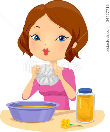 Girl Crafts Dye Shirt Illustration 34457716