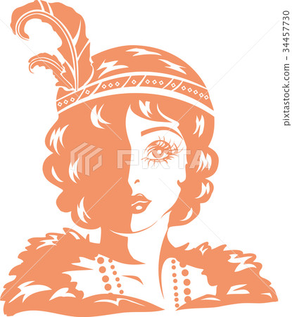 Girl Stencil Flapper Illustration Girl Stencil Flapper Illustration 34457730