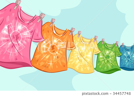 Craft Dyed Shirt Clothesline Illustration Craft Dyed Shirt Clothesline Illustration 34457748