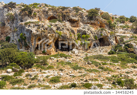 weathered gray limestone hill covered weathered gray limestone hill covered 34458245