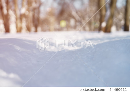 trodden town path in snow in the morning after 34460611
