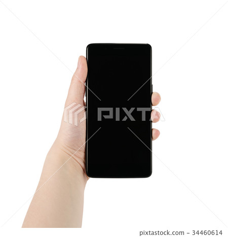 young female hand holding smartphone with black young female hand holding smartphone with black 34460614