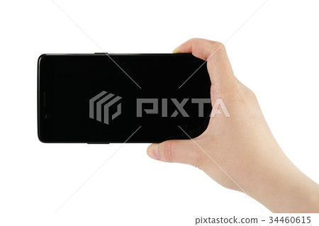 young female hand holding smartphone with black young female hand holding smartphone with black 34460615