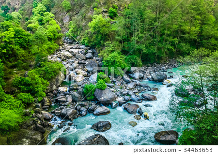 Mountain Valley. Beautiful river landscape 34463653