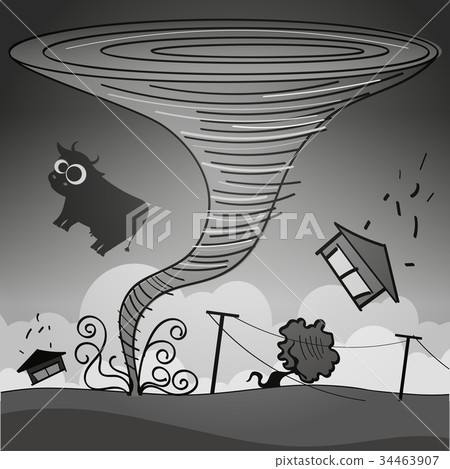 tornado storm hit the town - Stock Illustration [34463907] - PIXTA