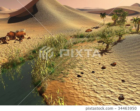 Breathtaking sunrise on the Sahara desert 3d 34463950