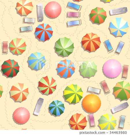 Seamless background many parasols on beach. Seamless background many parasols on beach. 34463980