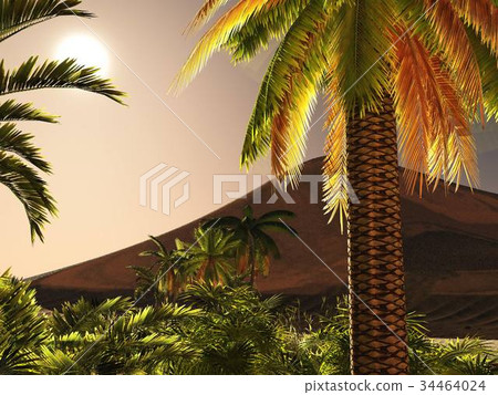 Breathtaking sunrise on the Sahara desert 3d 34464024