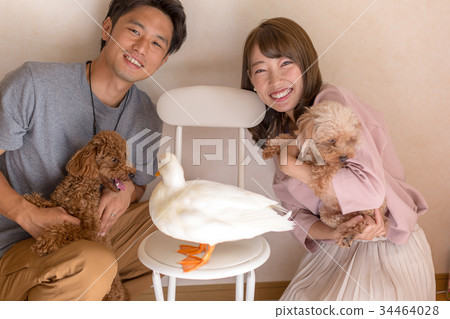寵物和兩對年輕夫婦 34464028