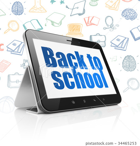 Studying concept: Tablet Computer with Back to Studying concept: Tablet Computer with Back to 34465253